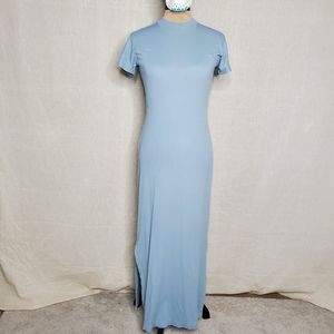 Club Monaco Tea Lounge Mock Neck Ribbed Dress Size Small Sage Green